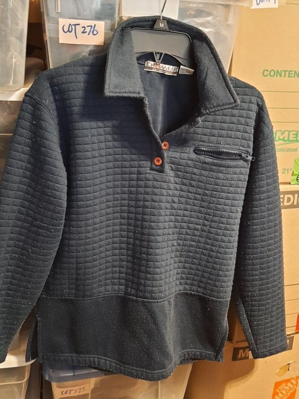 Vintage Chinawear Long Sleeve Pullover Polo Sweaters 1/4 Zipper Pocket Size S